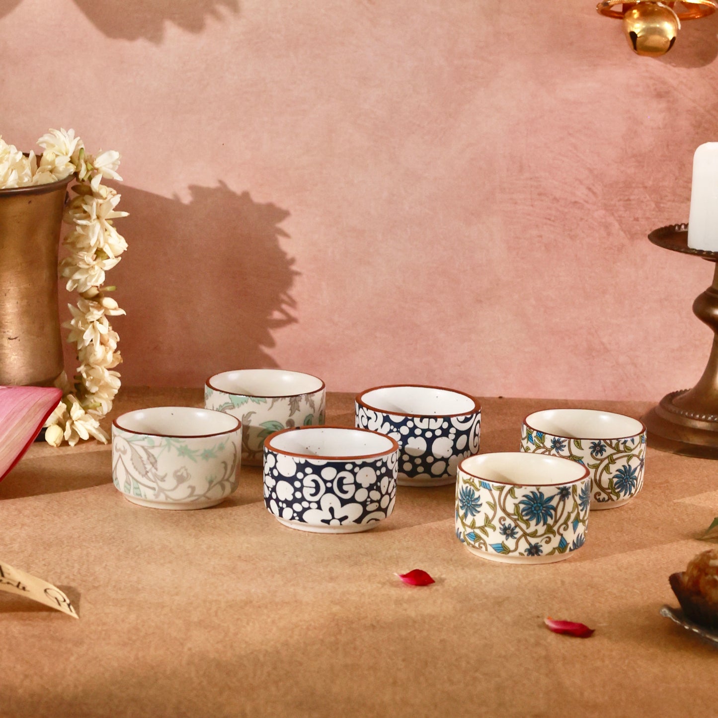 Set of 6 Printed Dip Bowls