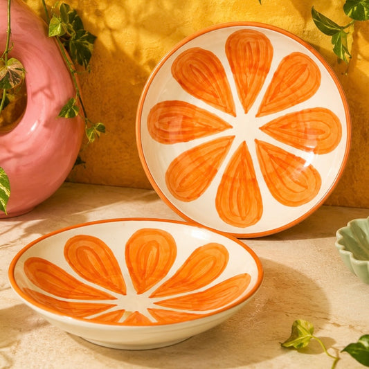 Orange Shallow All Purpose Bowl - Pack of two with Minor Imperfections