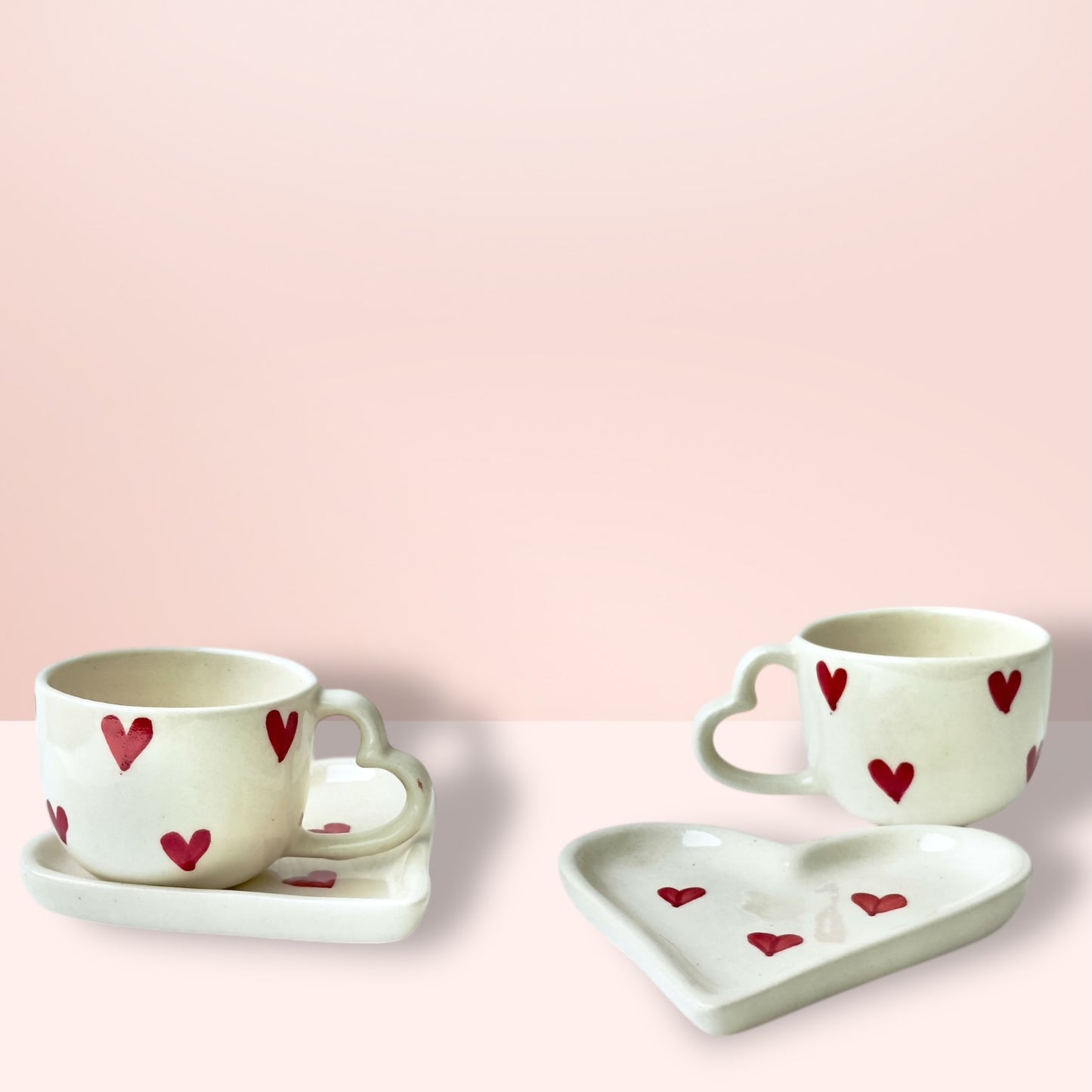 Forever Heart Duo Cup and Snack Plate - 2 cups and 2 plates