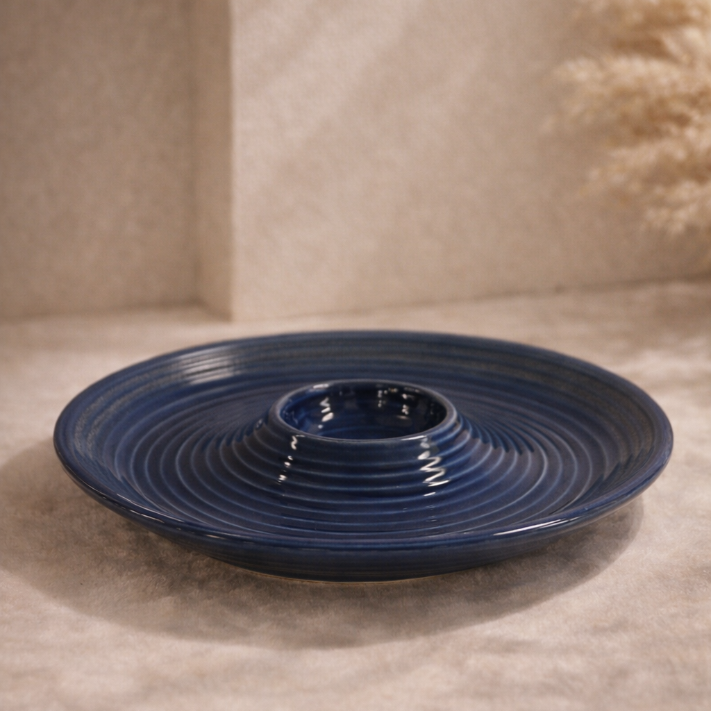 Studio Pottery Spiral Chip and Dip Platters