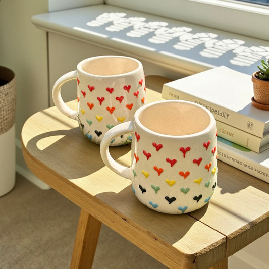 3D Rainbow Heart Mug - Set of 2