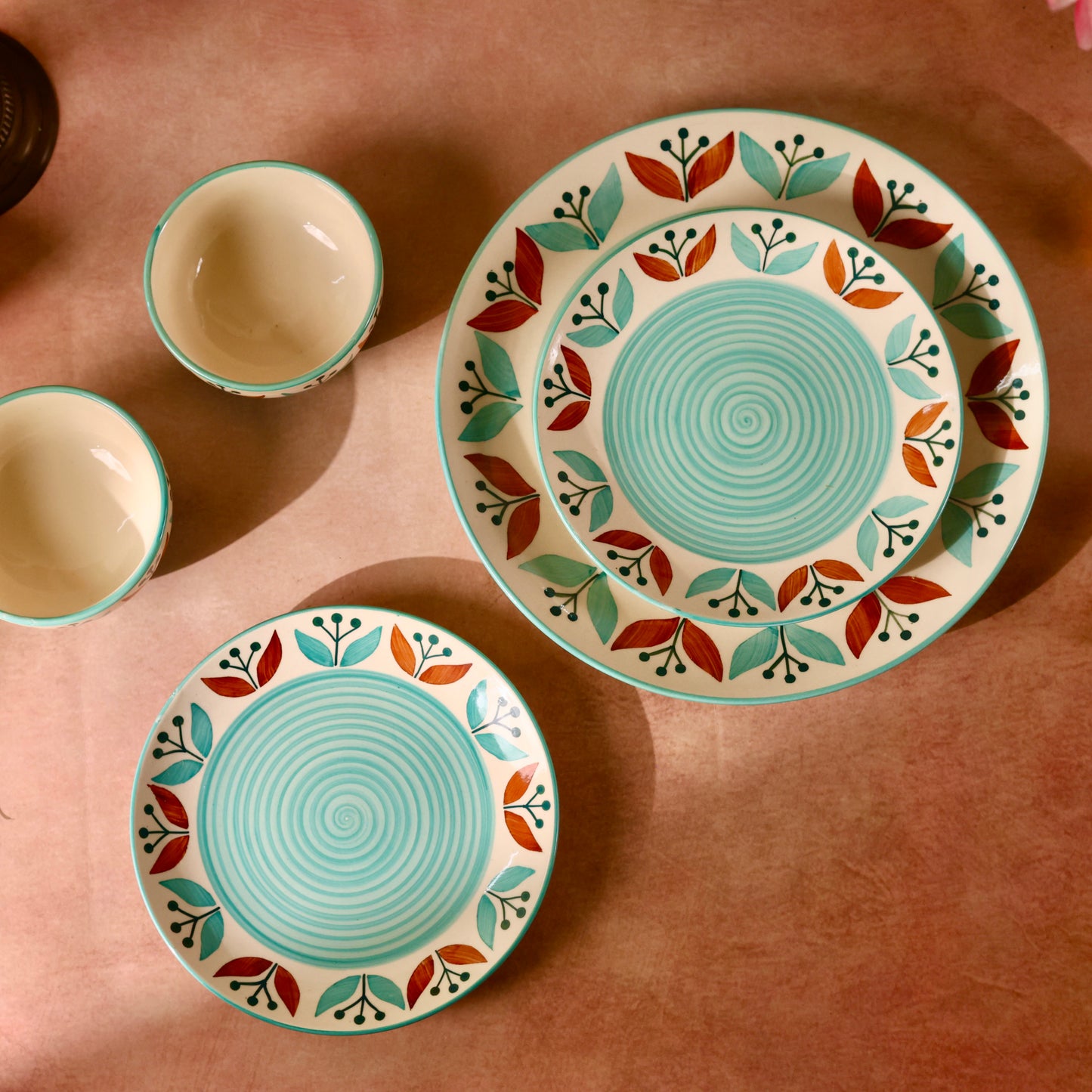 Mughal Garden Handpainted Dinner Set for 2 - 7 pieces