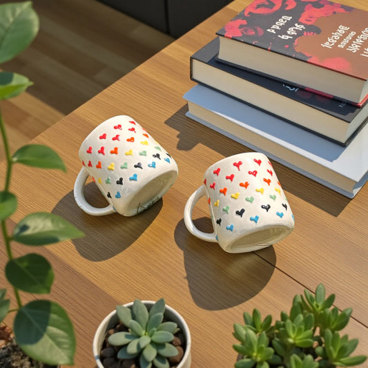 3D Rainbow Heart Mug - Set of 2