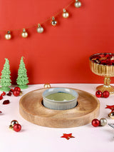 Wooden Ring Platter with option of Green and Red Bowls