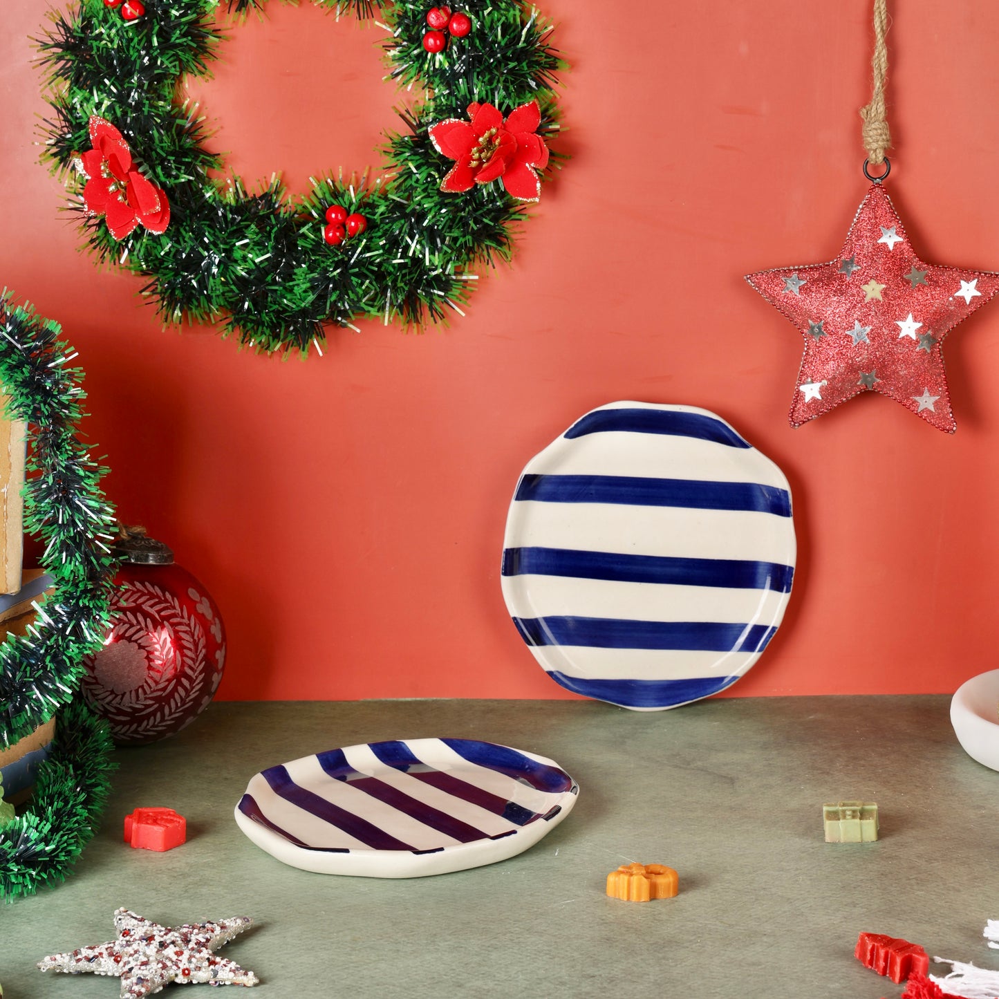 Deep Blue Zen Stripe Snack Plate - Pack of one