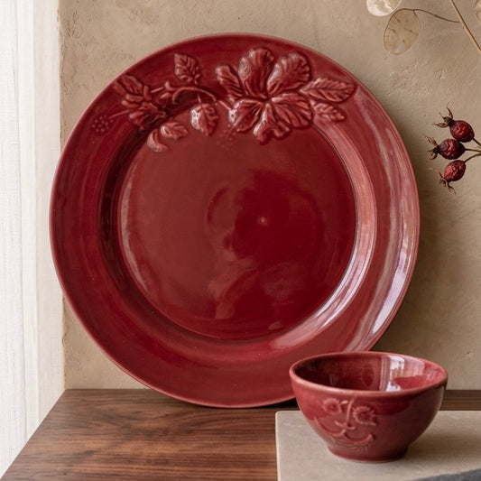 Hibiscus Bloom Large Serving Platter with portion bowl