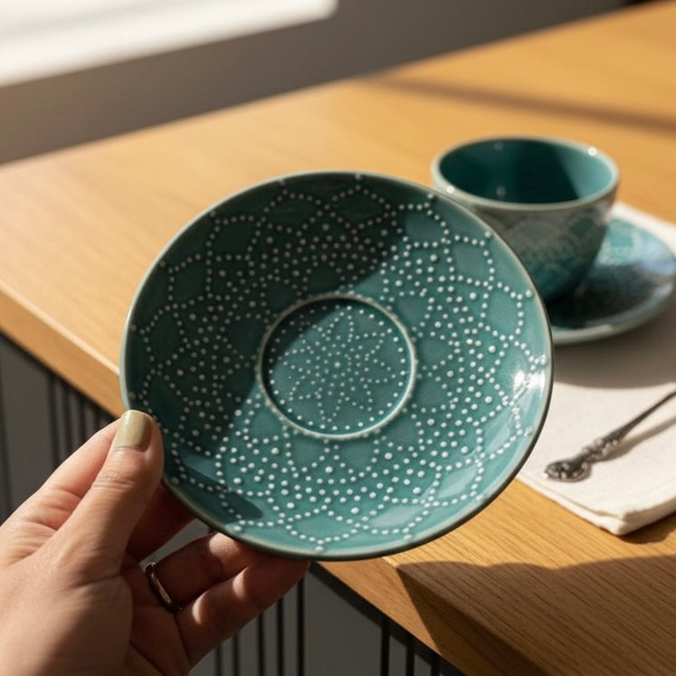 Vrinda Embossed Studio Pottery Quarter Plate - Pack of one