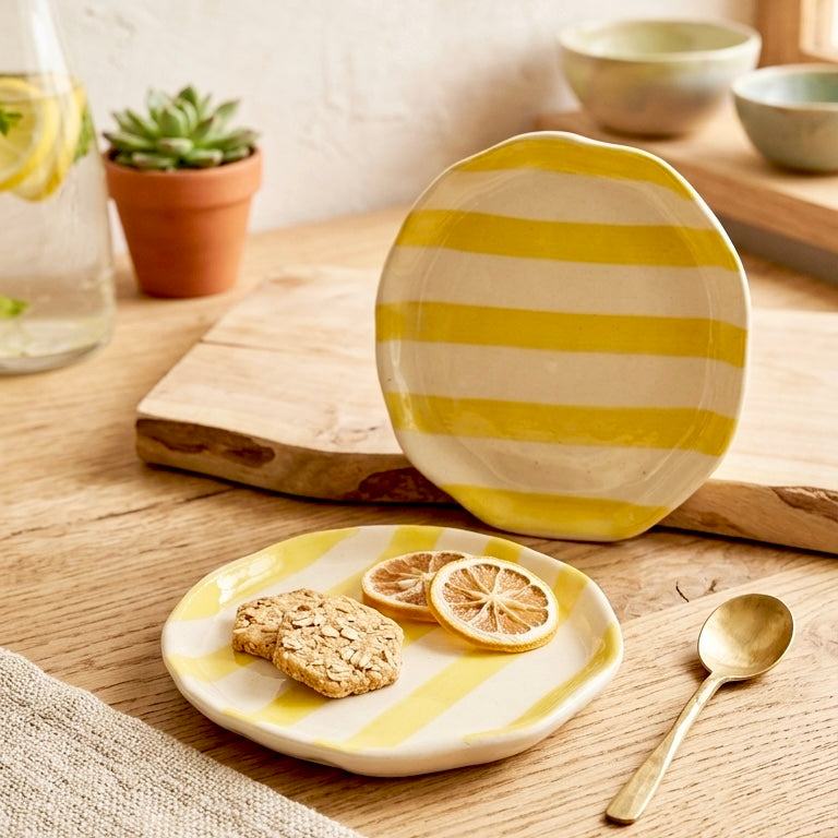 Lemonade Zen Stripe Snack Plate - Pack of one