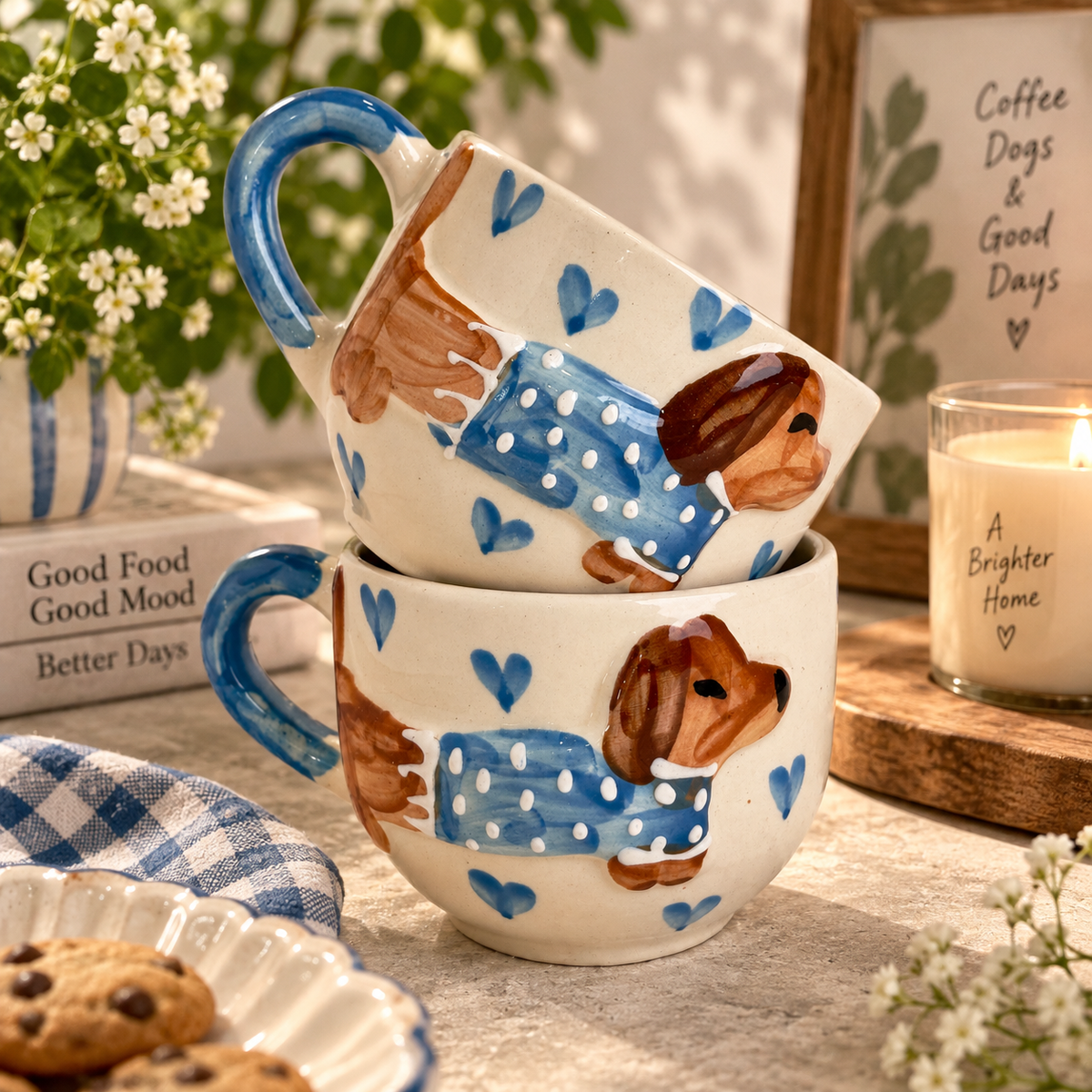 Doggo Sweater Heart Mugs - Set of 2