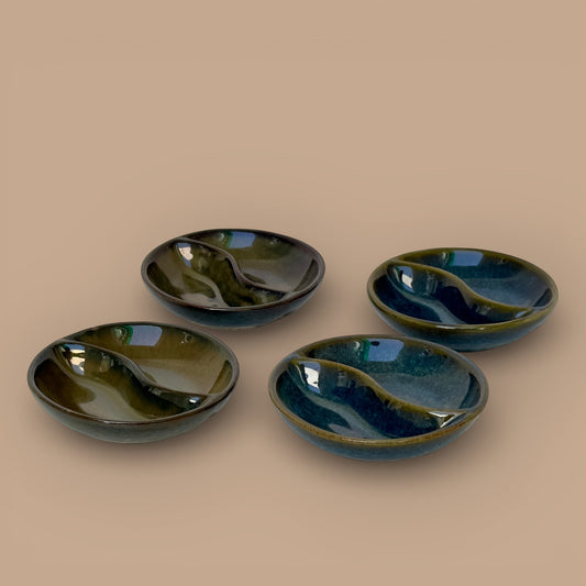 Set of 4 Tapas Yin and Yang Dip Plates