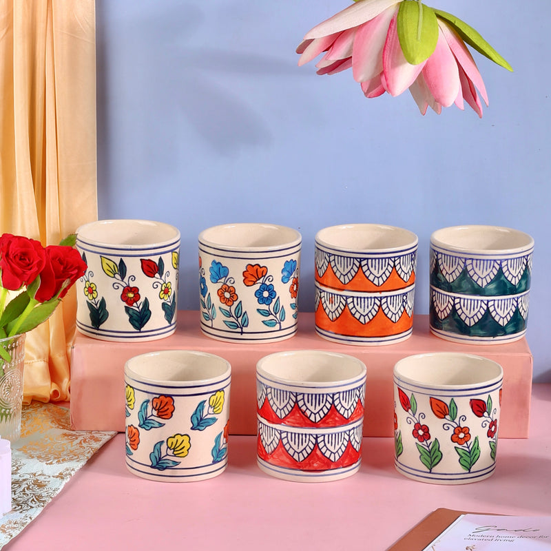 Cheerful Ceramic Handpainted Planters - Multicolour