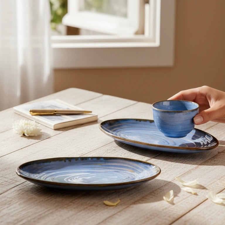 Shell Studio Pottery Small Tapas Plates for Individual Appetizers or Desserts - Pack of two