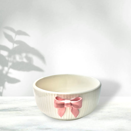 Pink Bow Fluted All Purpose Bowl