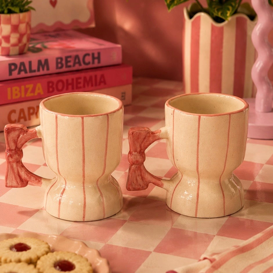 Bow Stripes Cold Coffee Mug - Pack of two