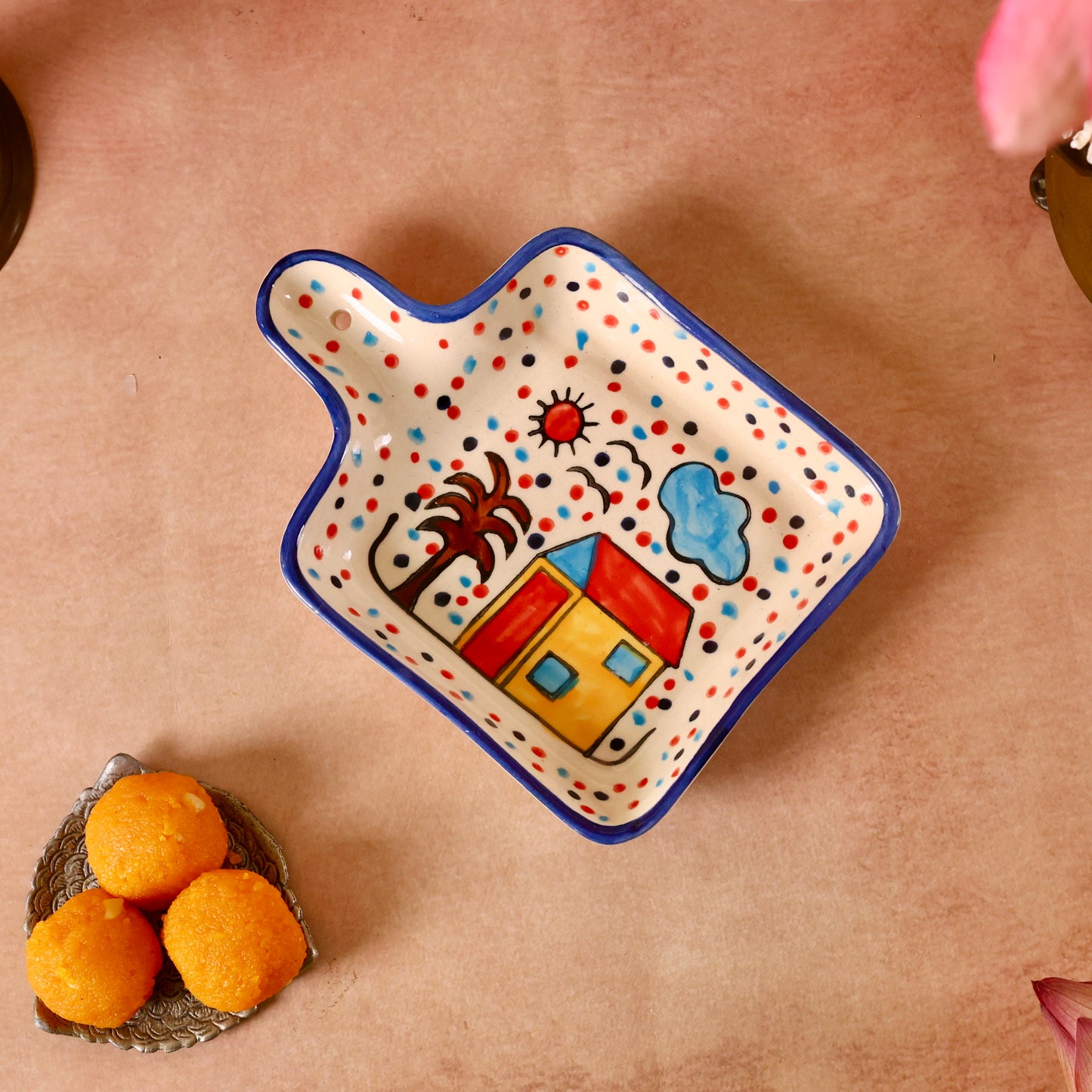 Starry Night Handpainted Handle Platter