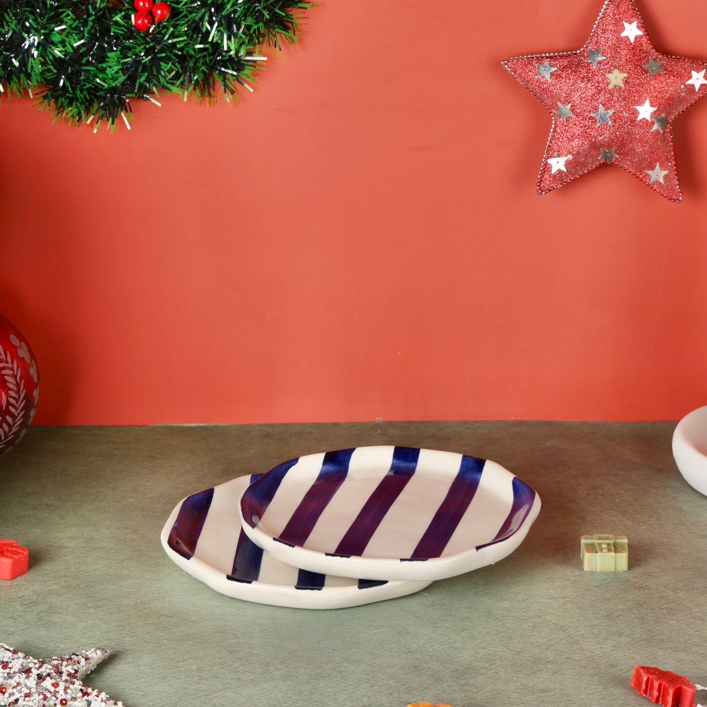 Deep Blue Zen Stripe Snack Plate - Pack of one