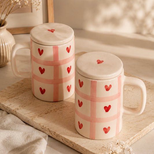 Beating Heart Mug with Lid - Pack of 2
