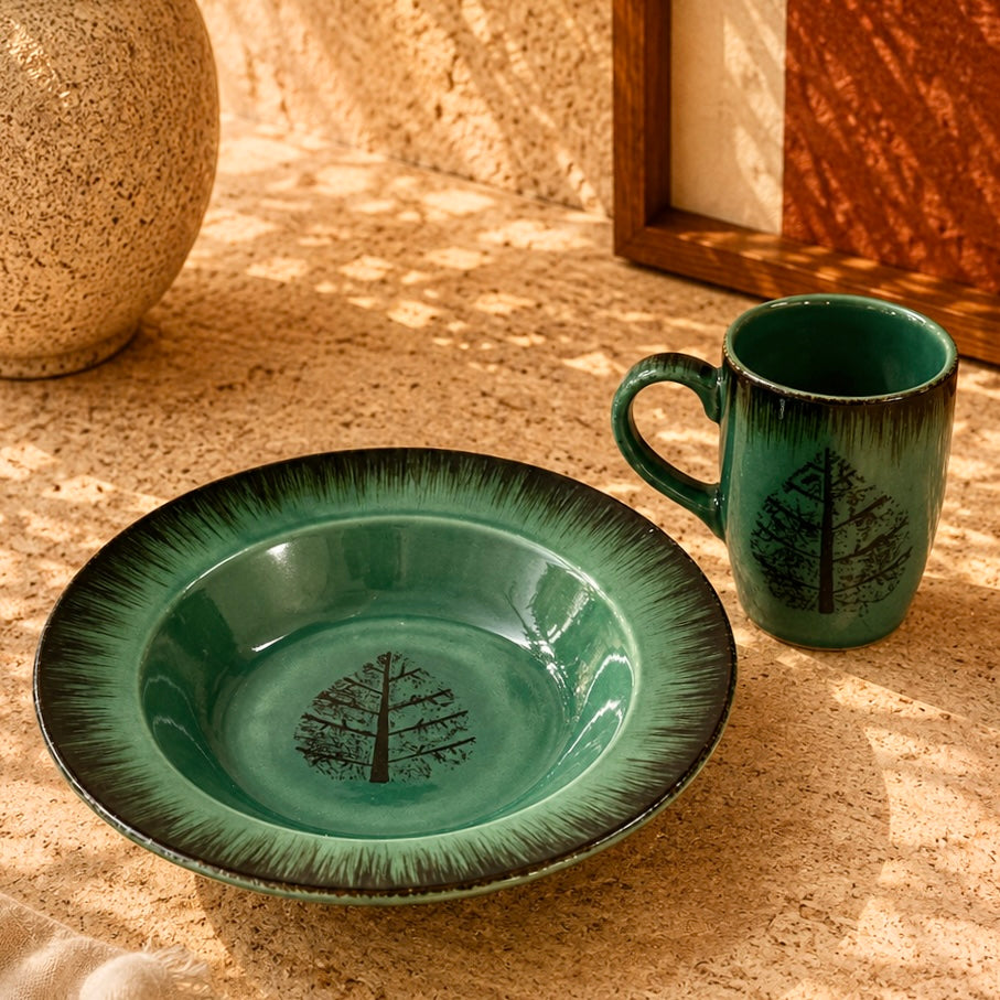 Handcrafted Rustic Fern Pasta Plate Large