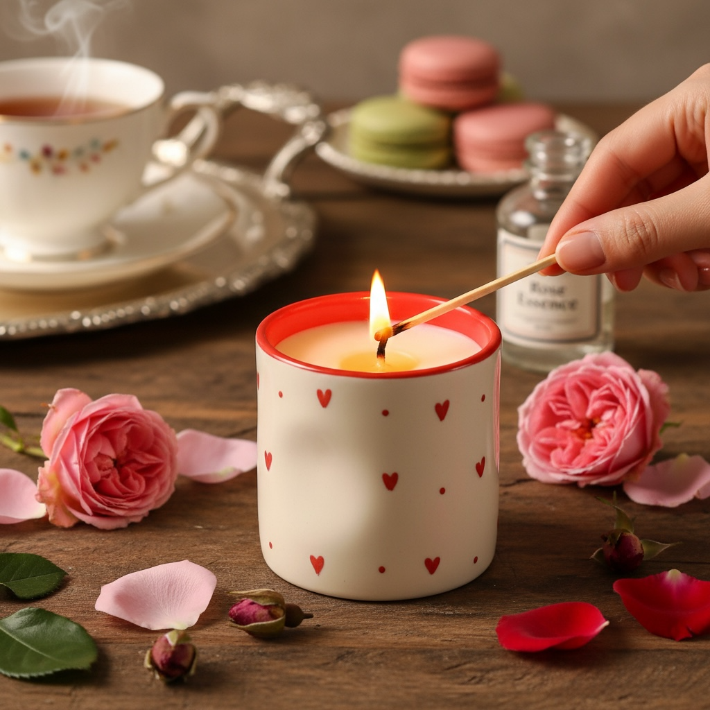 Beating Heart Scented Premium Candle in reusable ceramic pinched glass - pack of one