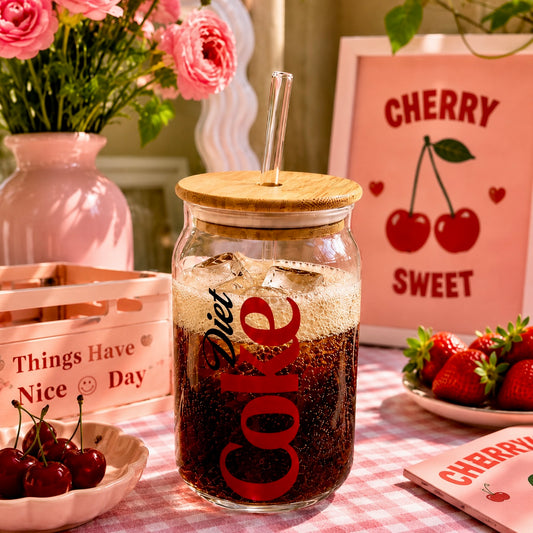 Coke Series Ophelia Glass Sipper - with UV DTF sticker