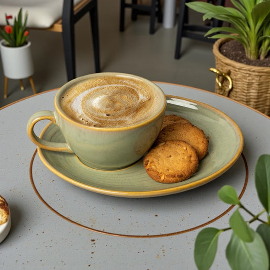 Medusa Glossy Cafe Style Cup and Saucer