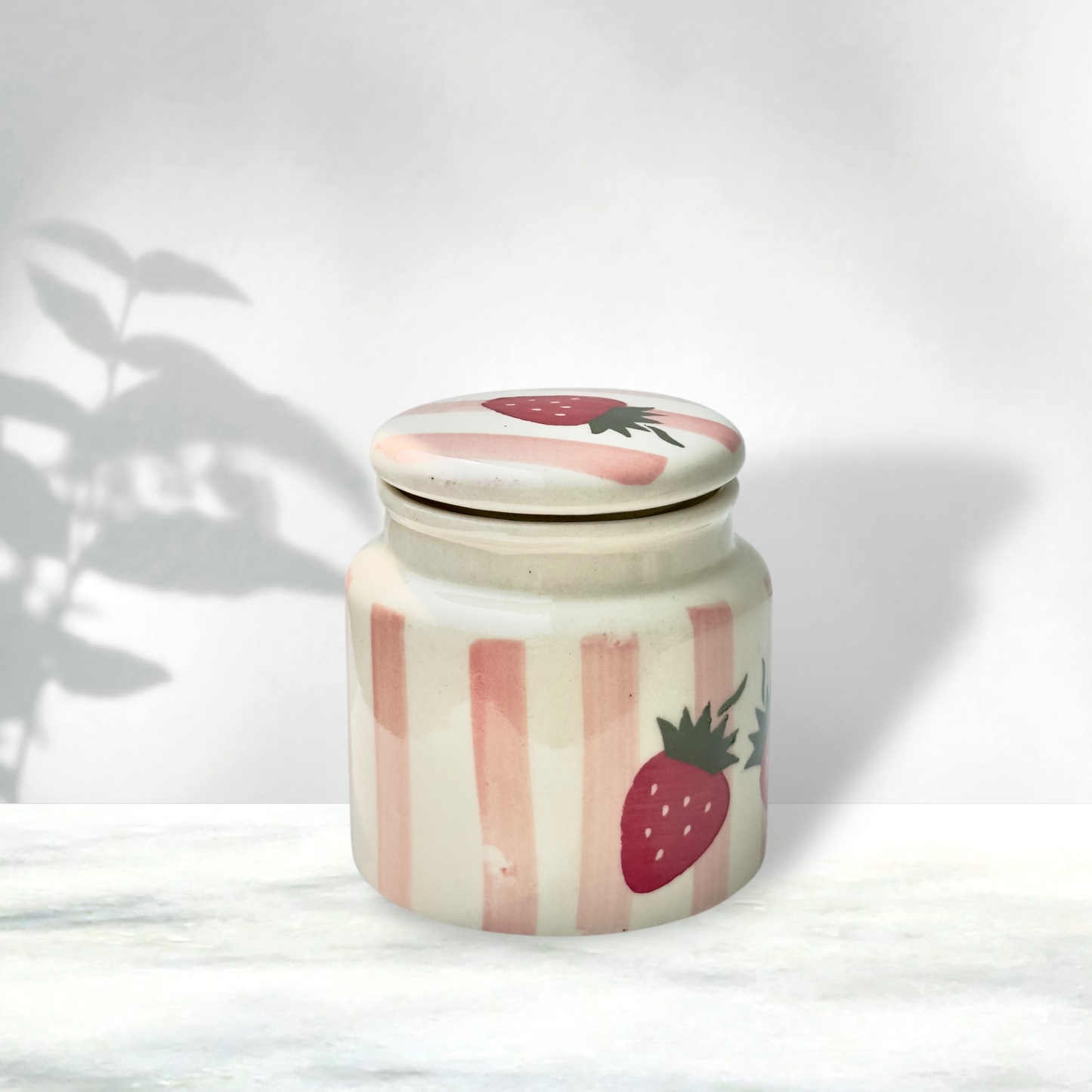 Strawberry Stripe Jar - not airtight - pack of one