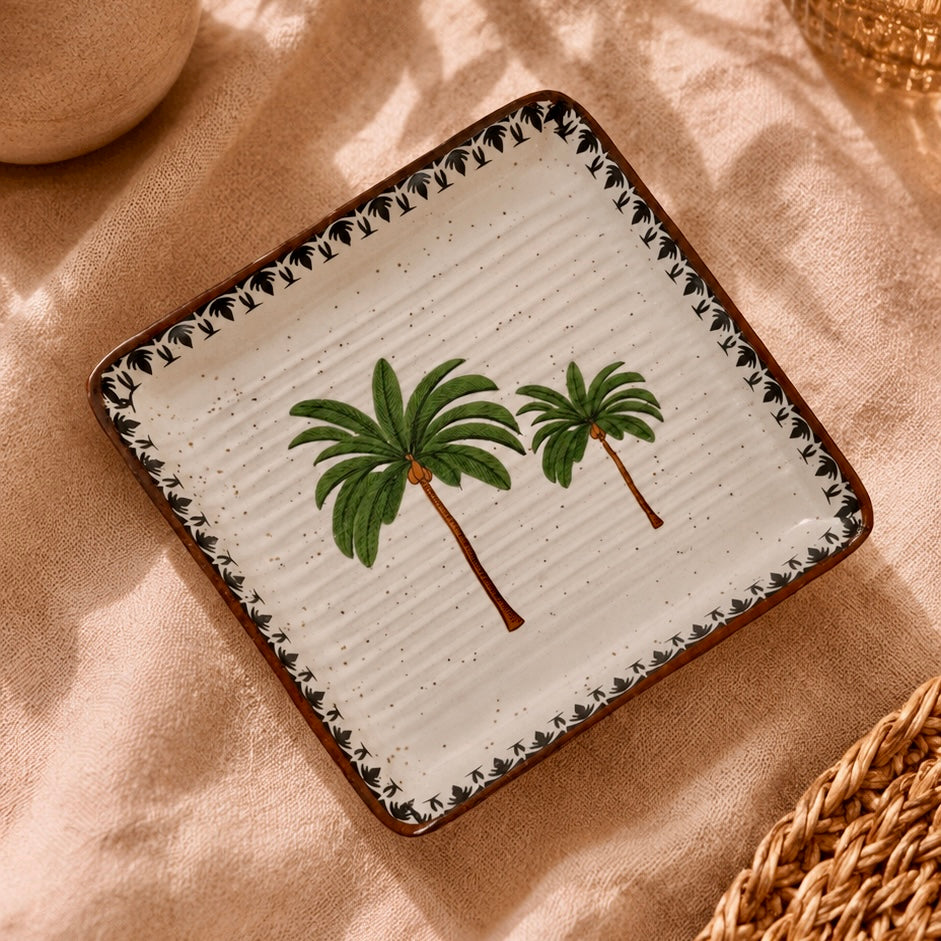 Serene Palm Printed Square Plates and Platters