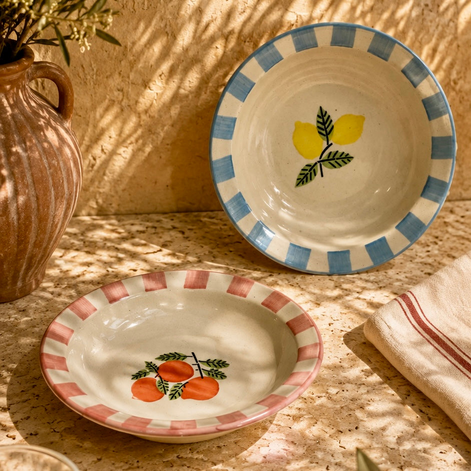 Citrus Stripes Pasta Plates Duo - Pack of two