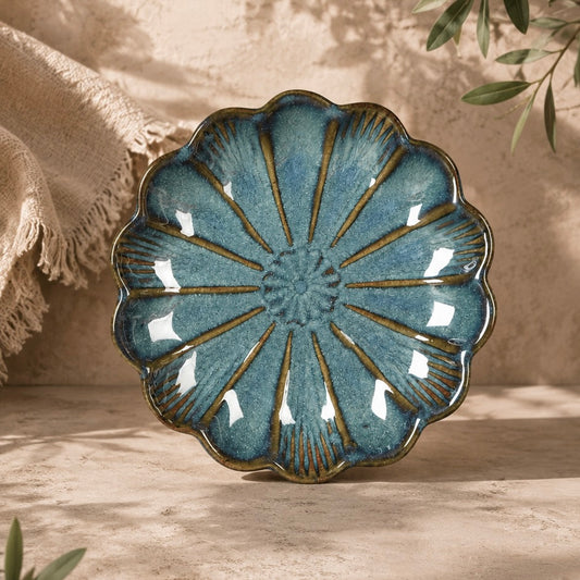 Vera Blue Studio Pottery Scalloped Plate or Trinket Dish - Pack of one