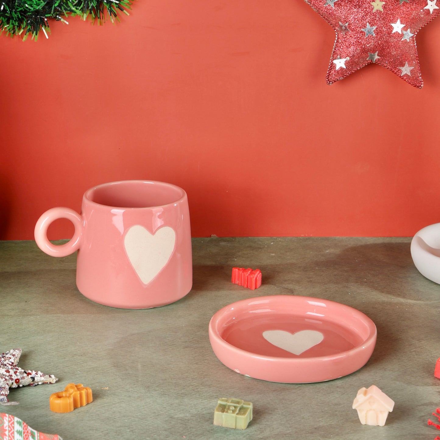 Eternal Heart Duo Mug and Snack Plate - Pink