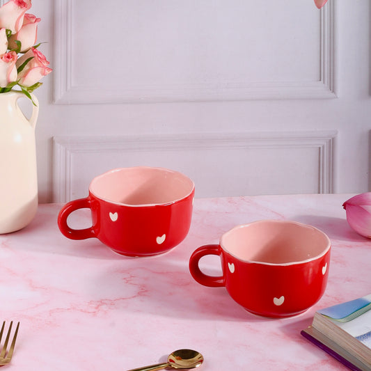 Red-y for Love Wide Cappuccino Mugs - Set of 2