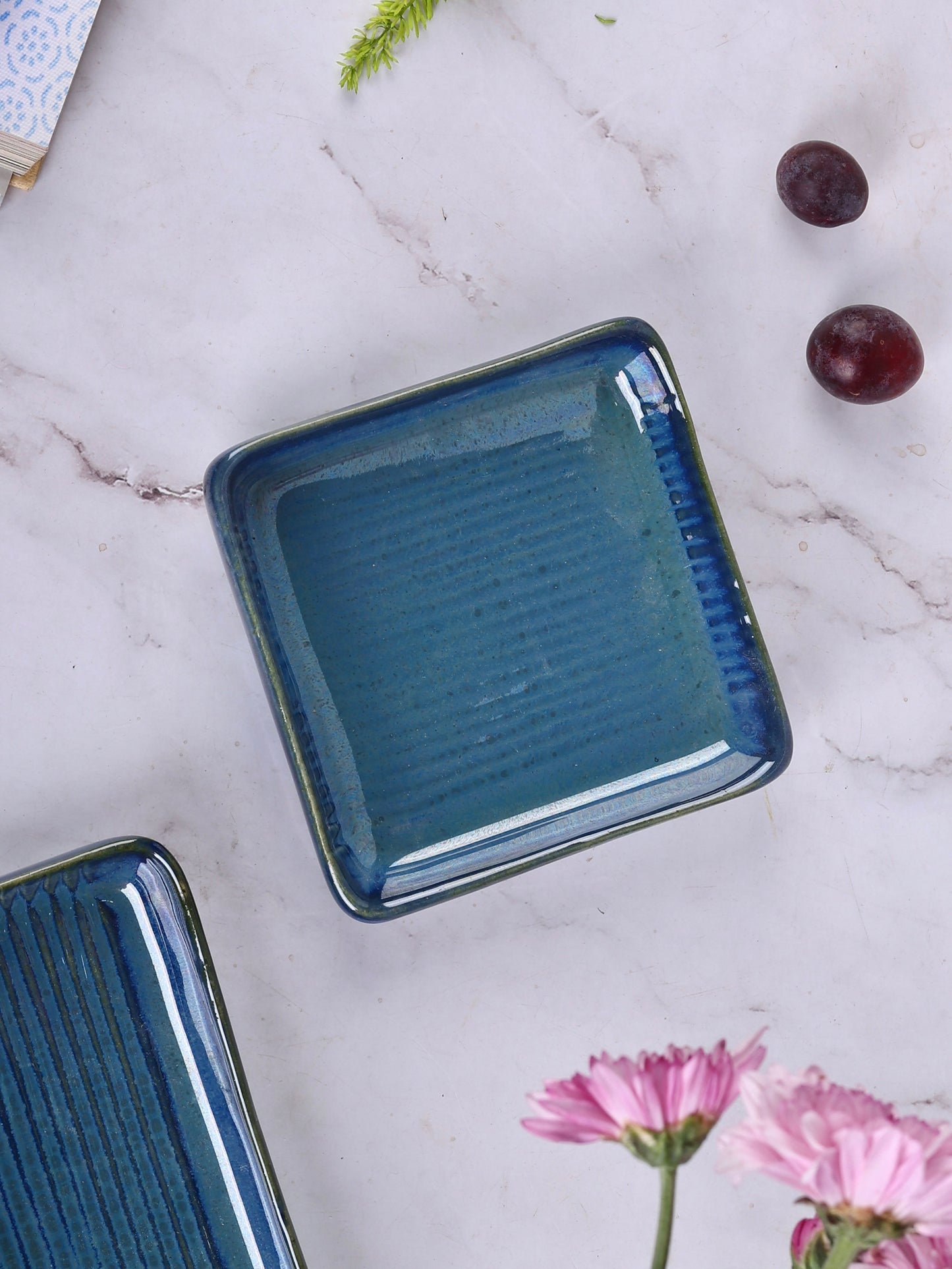 Blue Medusa Square Dessert Plates