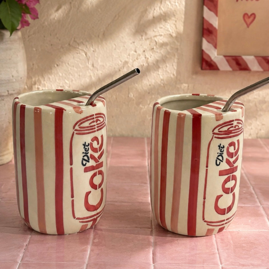 The OG Diet Coke Sippers - with stainless steel straws - Pack of 2 - Dispatch time 3 working days