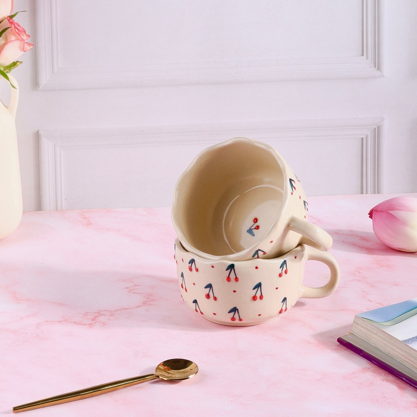 Cheeky Cherry Handmade Wide Mug - Pack of one