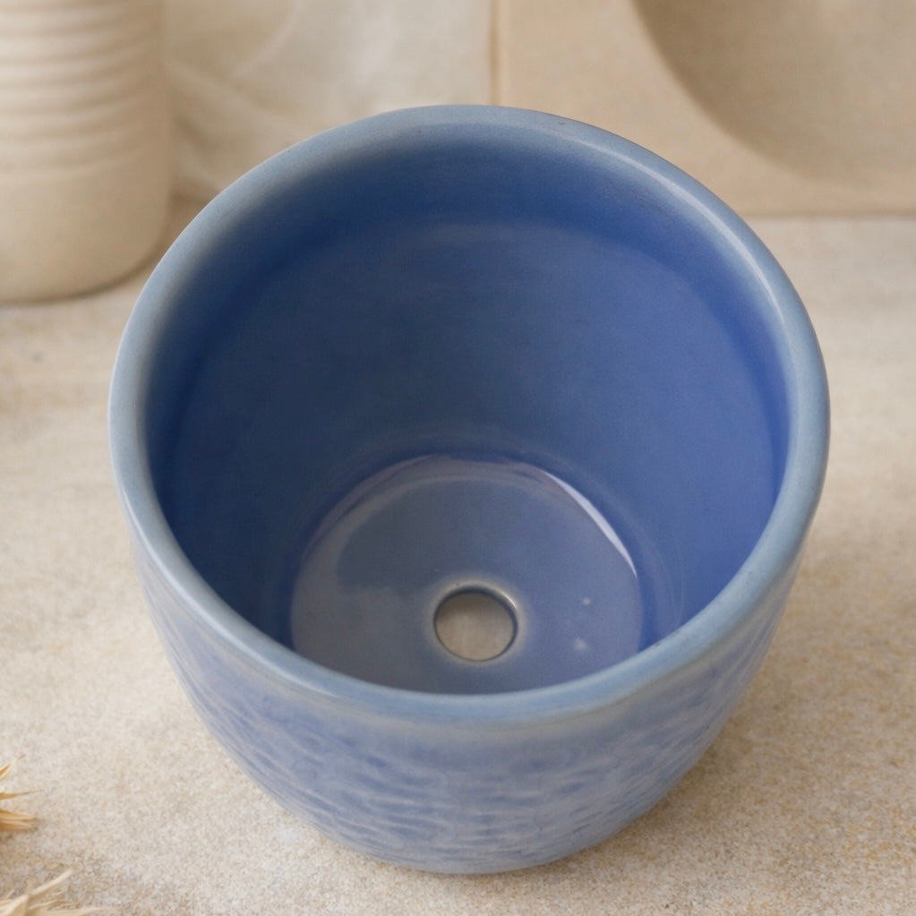 Blue Embossed Planter Small