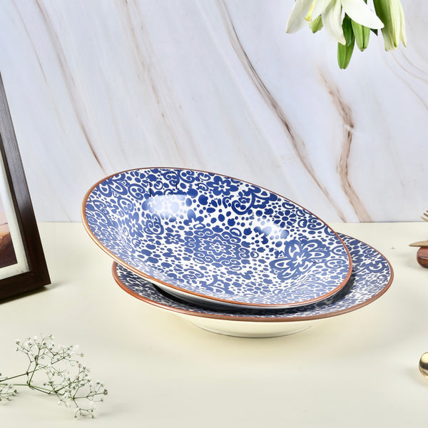 Blue Phool Bagh Pasta Plate Large