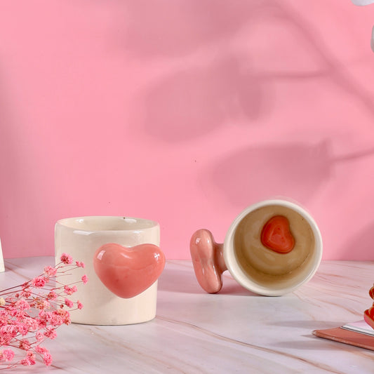 Pink Heartfelt Sips Love Handle Mugs - Set of 2