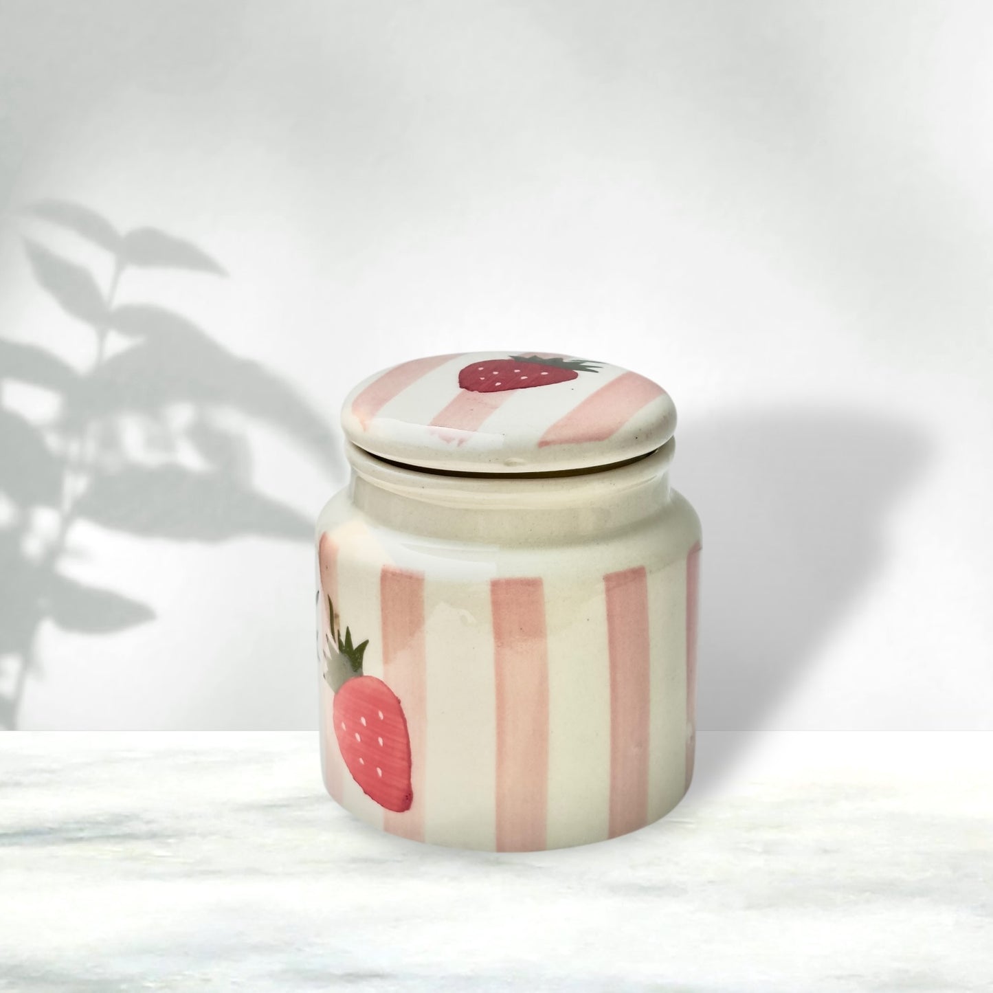 Strawberry Stripe Jar - not airtight - pack of one