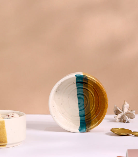 Terra Mosaic Studio Pottery Spiral Portion or Dessert Bowl - Set of 2