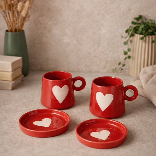Eternal Heart Duo Mug and Snack Plate - Red - Minor Imperfections