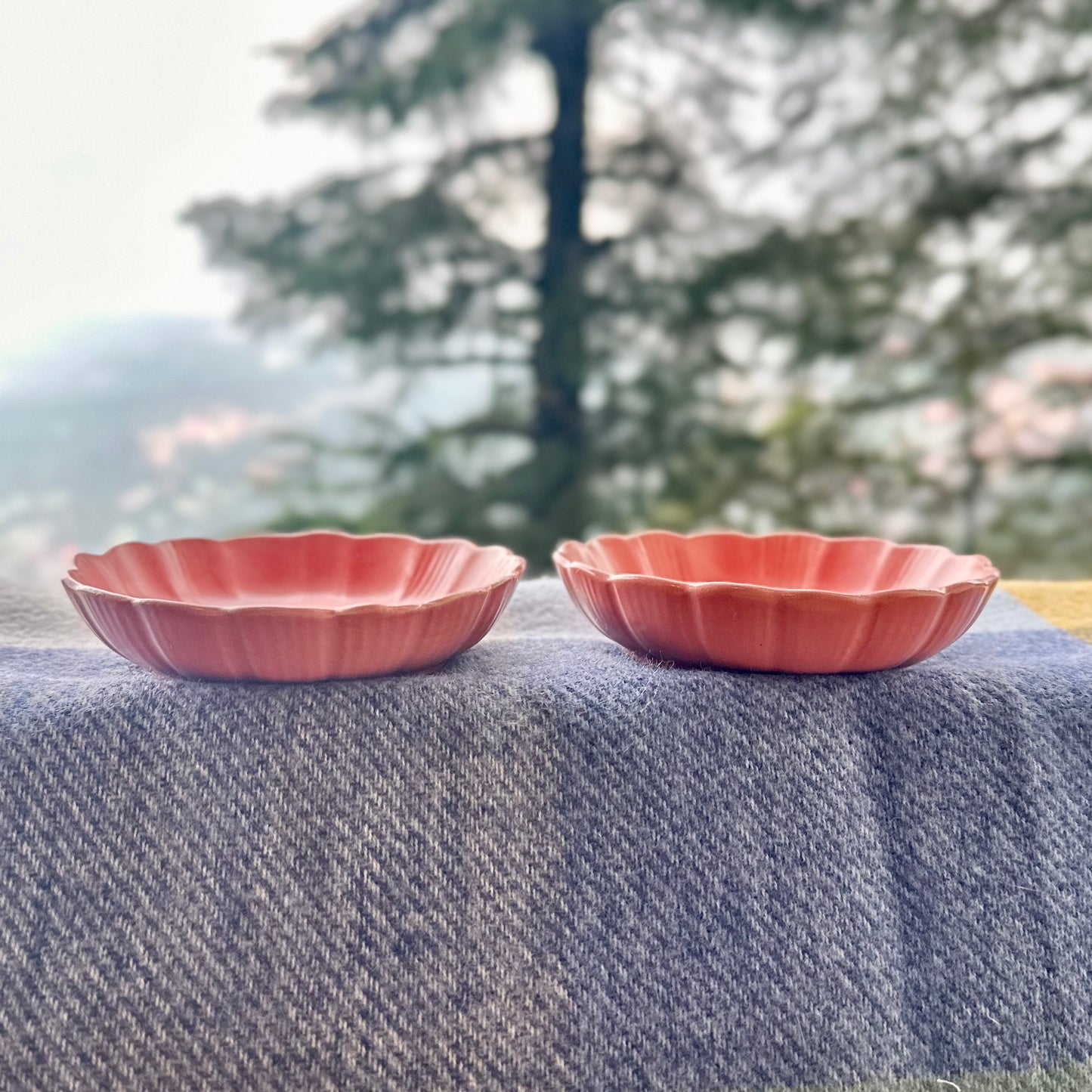 Matte Pink Scalloped Mini Tapas Bowls - Set of 2