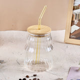 Ophelia Wavy Glass Sipper with Bamboo Lid and Glass Straw