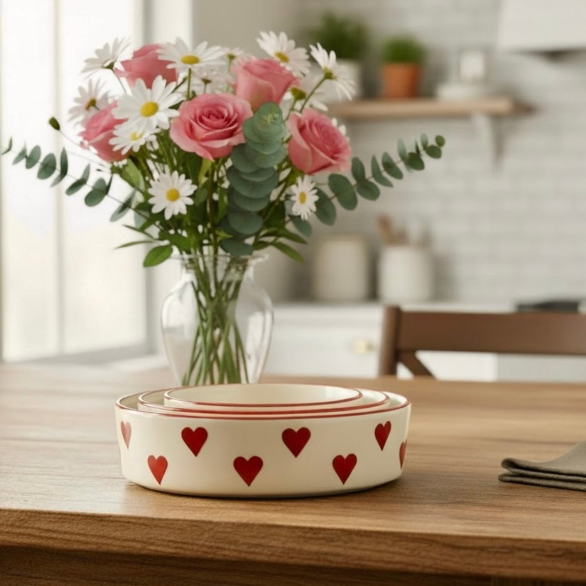 Eternal Heart 3 Piece Nesting Flat Bowl Set