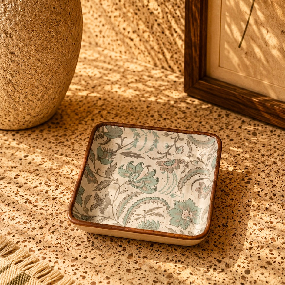 Phool Bagh Small Square Dessert Plates - Pack of two