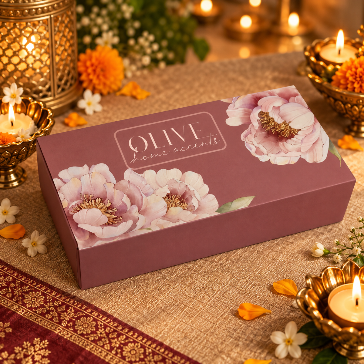 Luminous Celebrations Hamper - Set of 2 floral t light holders