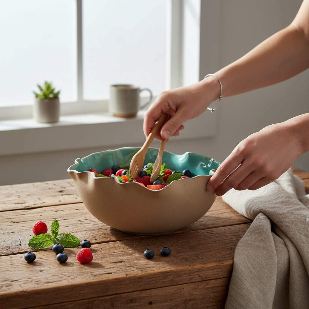 Ocean Whisper Studio Pottery Serving Bowl