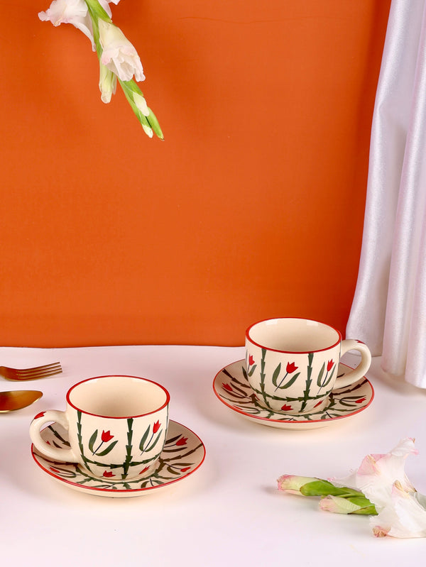 Bagh Handpainted Cup and Saucer - Set of 2
