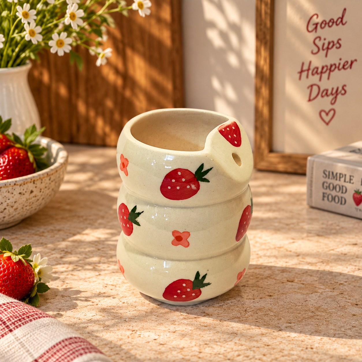 Strawberry Ceramic Sipper