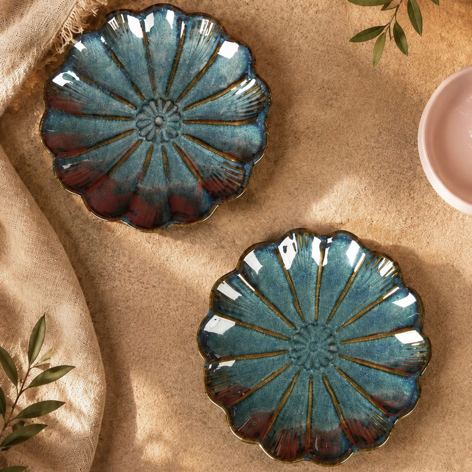 Vera Blue Studio Pottery Scalloped Plate or Trinket Dish - Pack of one