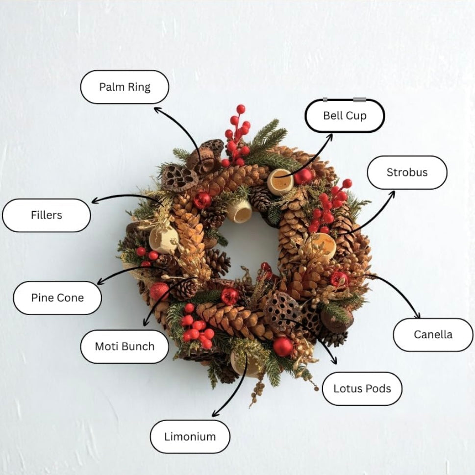Christmas Wreath - made from dried flowers - rustic and evergreen